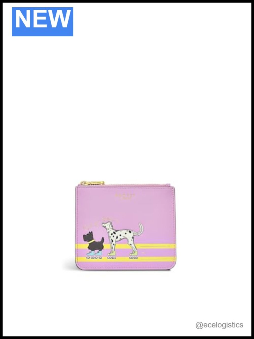 Grained Leather Ziptop Coin Purse Wallet with Applique Scottie Dog - Secure